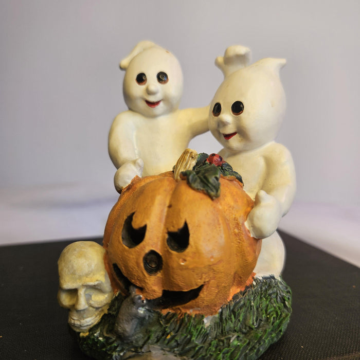 Ghosts and Pumpkin Figurine - Light up Pumpkin - Harvest Collection - Young Inc. - 2001 - Original Box