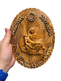 God Bless Our Home – Pietà Olive Wood Oval Plaque with Incense