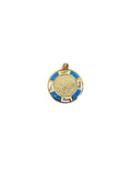 Gold Blue Opal Disc Pendant Necklace