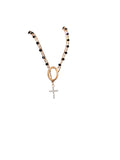Gold Plated Oval Cross Drop Necklace