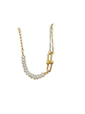 Gold Plated Pearl Link Necklace