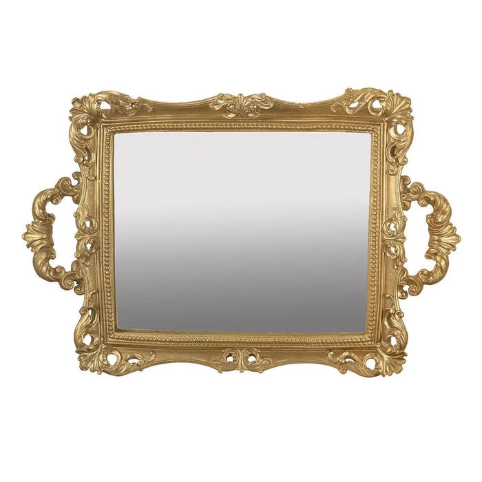 Gold Tray with Mirror 15" x 10"