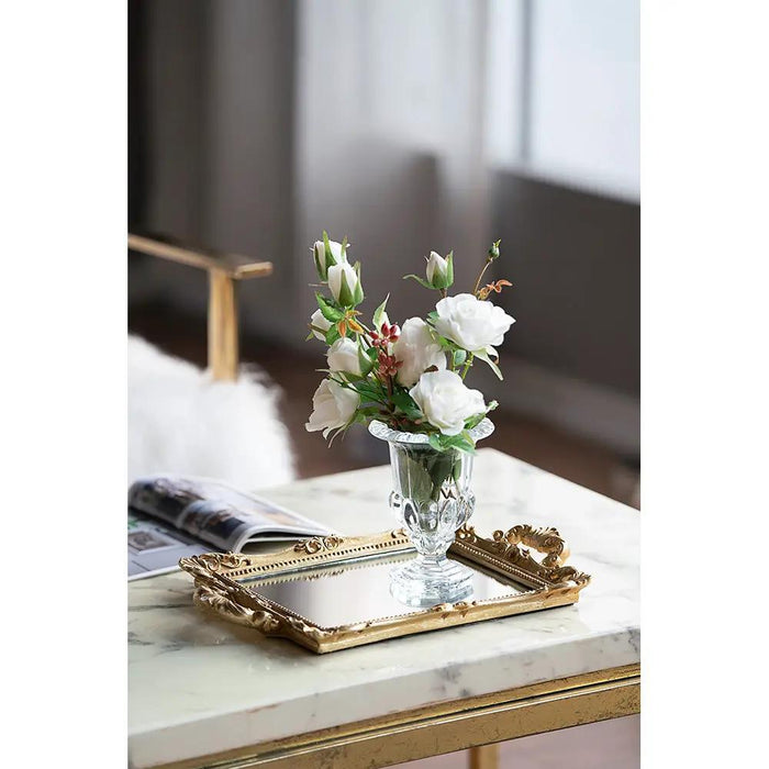 Gold Tray with Mirror 15" x 10"