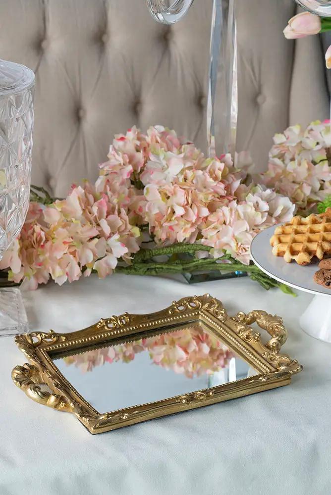 Gold Tray with Mirror 15" x 10"