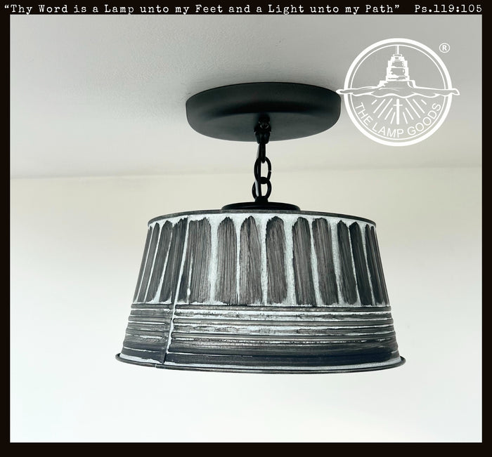 Black Ribbed Galvanized Ceiling Light - The Lamp Goods