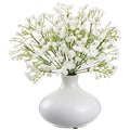 Allstate Gypsophila in Ceramic Vase White 9" - Artificial Flowering Plants Silk