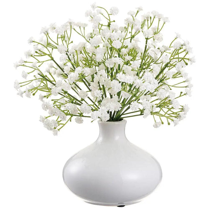 Allstate Gypsophila in Ceramic Vase White 9" - Artificial Flowering Plants Silk