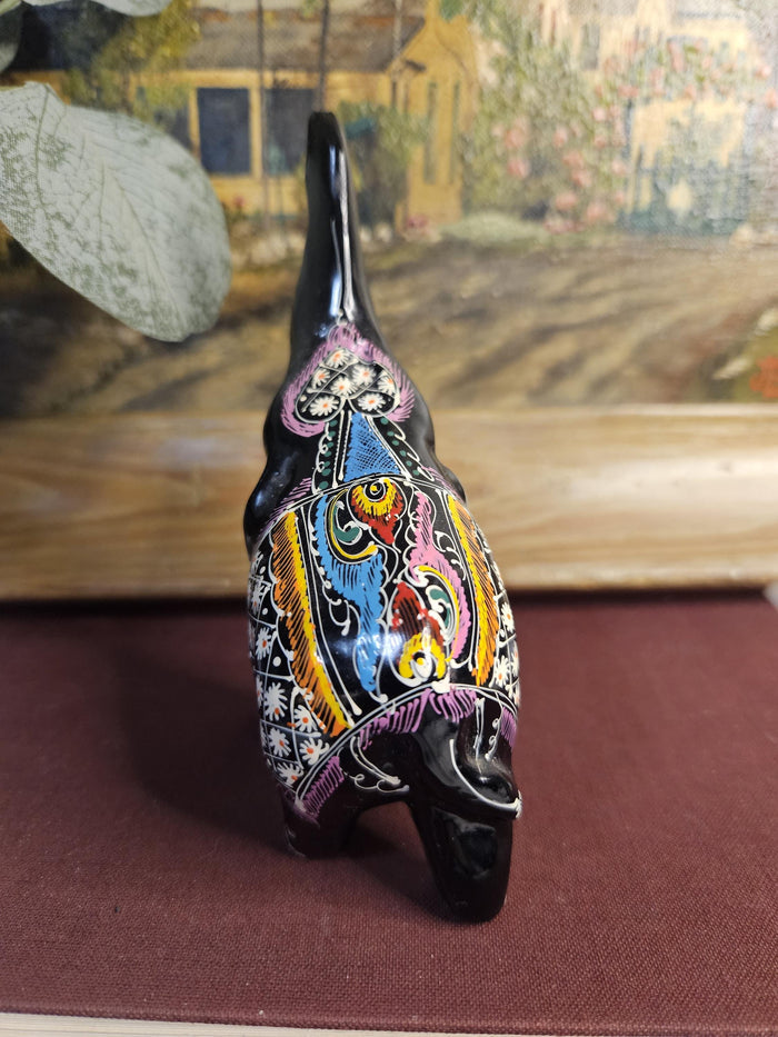 Hand-painted Wooden Elephant Figurine