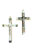Handcrafted Crucifix with Mother of Pearl & Abalone Shell – Bethlehem Olive Wood