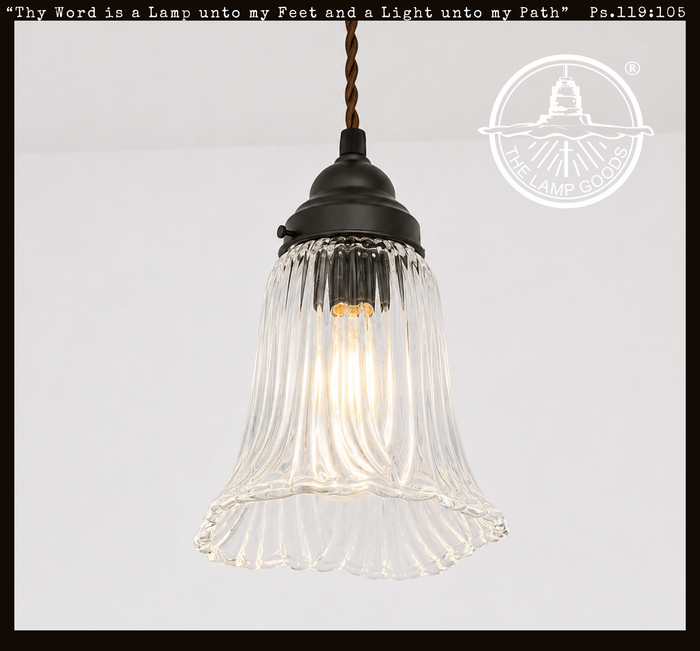 Heavy Pressed Scallop Flare Holophane Pendant - The Lamp Goods