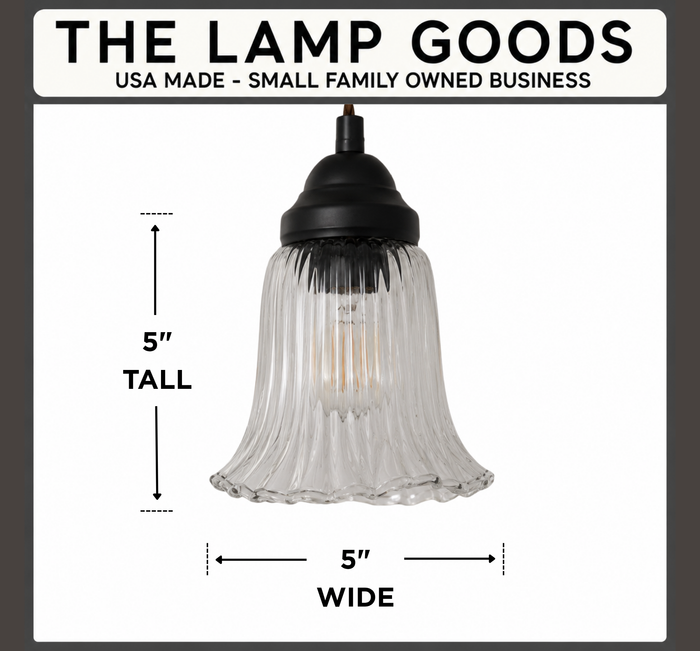 Heavy Pressed Scallop Flare Holophane Pendant - The Lamp Goods