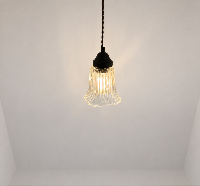 Heavy Pressed Scallop Flare Holophane Pendant - The Lamp Goods
