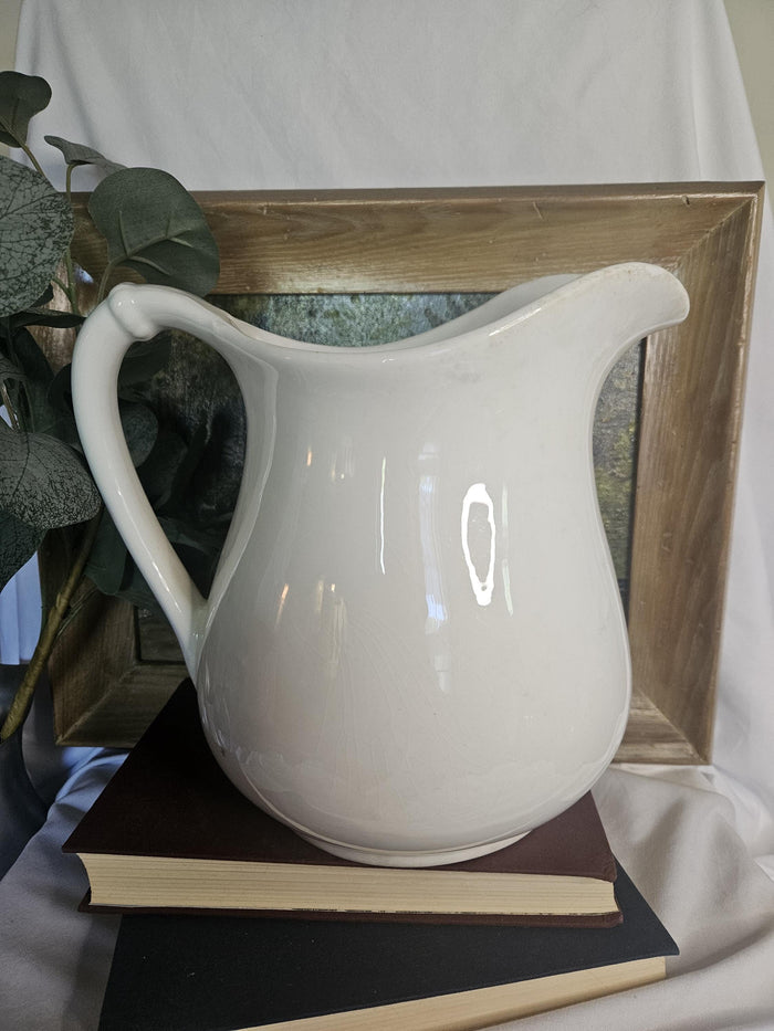 Ironstone Pitcher - Canonsburg China - 8.5" Tall - Staining & Crazing