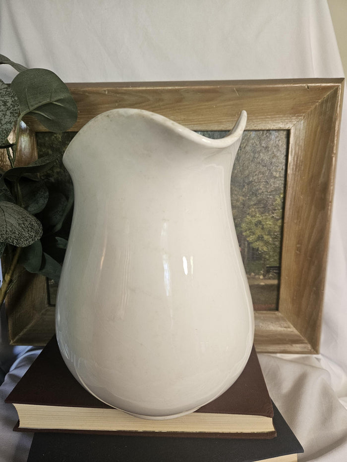 Ironstone Pitcher - Canonsburg China - 8.5" Tall - Staining & Crazing