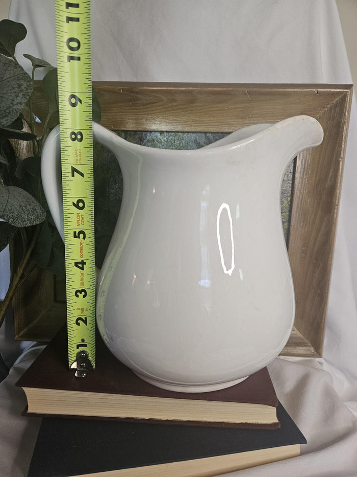 Ironstone Pitcher - Canonsburg China - 8.5" Tall - Staining & Crazing