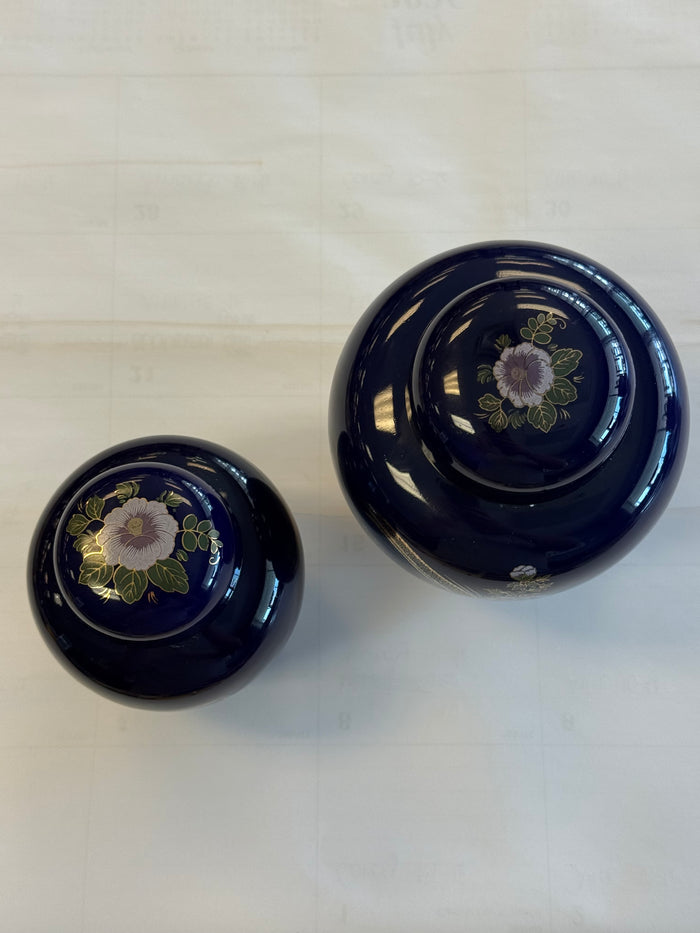 Japanese Cobalt Blue Lidded Ginger Jar Set