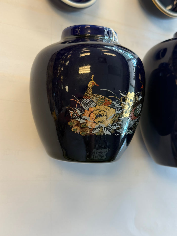 Japanese Cobalt Blue Lidded Ginger Jar Set