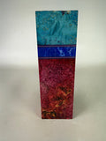 KB-000: Knife Block - Segmented Blue Red with Blue True Stone Dye Stabilized Maple Burl
