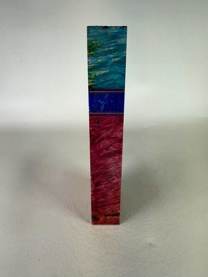 KB-000: Knife Block - Segmented Blue Red with Blue True Stone Dye Stabilized Maple Burl
