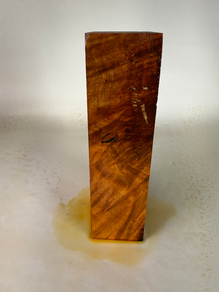 KB-017: Knife Block - Orange Dye Stabilized Maple Burl
