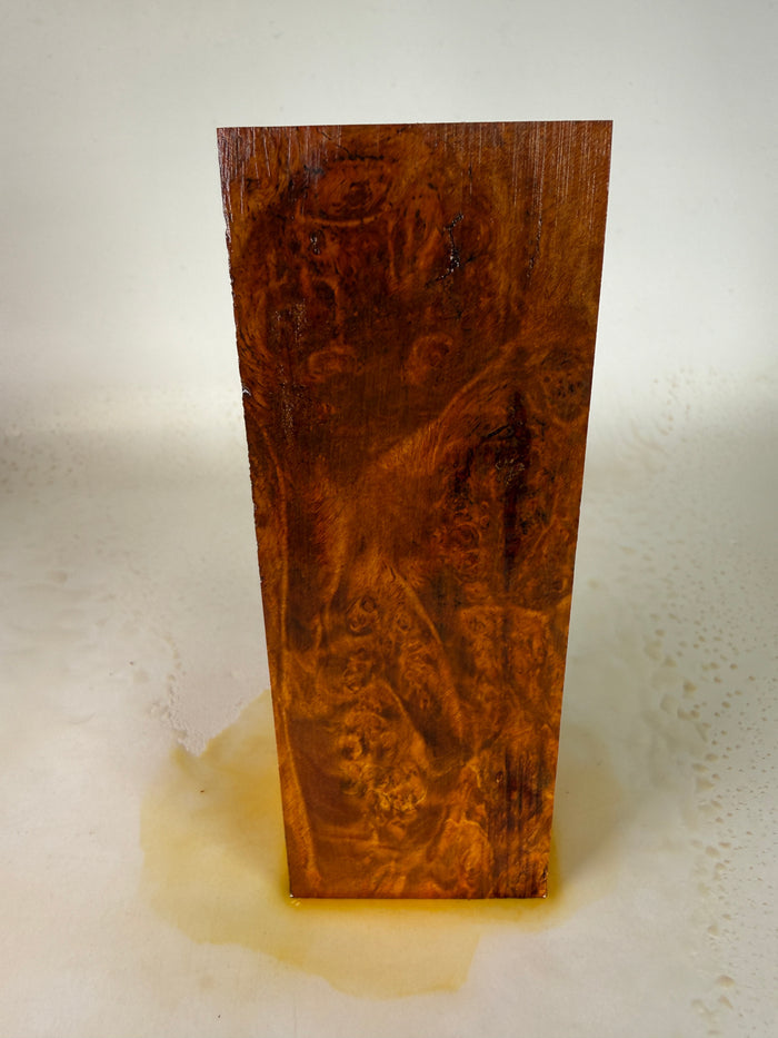 KB-017: Knife Block - Orange Dye Stabilized Maple Burl