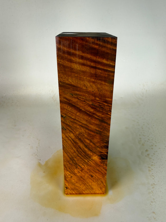 KB-017: Knife Block - Orange Dye Stabilized Maple Burl