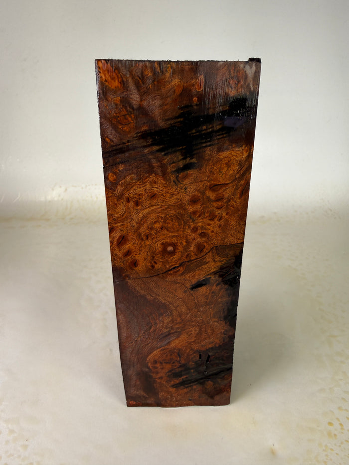 KB-018: Knife Block - Orange Purple Dye Stabilized Maple Burl