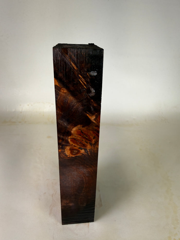 KB-018: Knife Block - Orange Purple Dye Stabilized Maple Burl