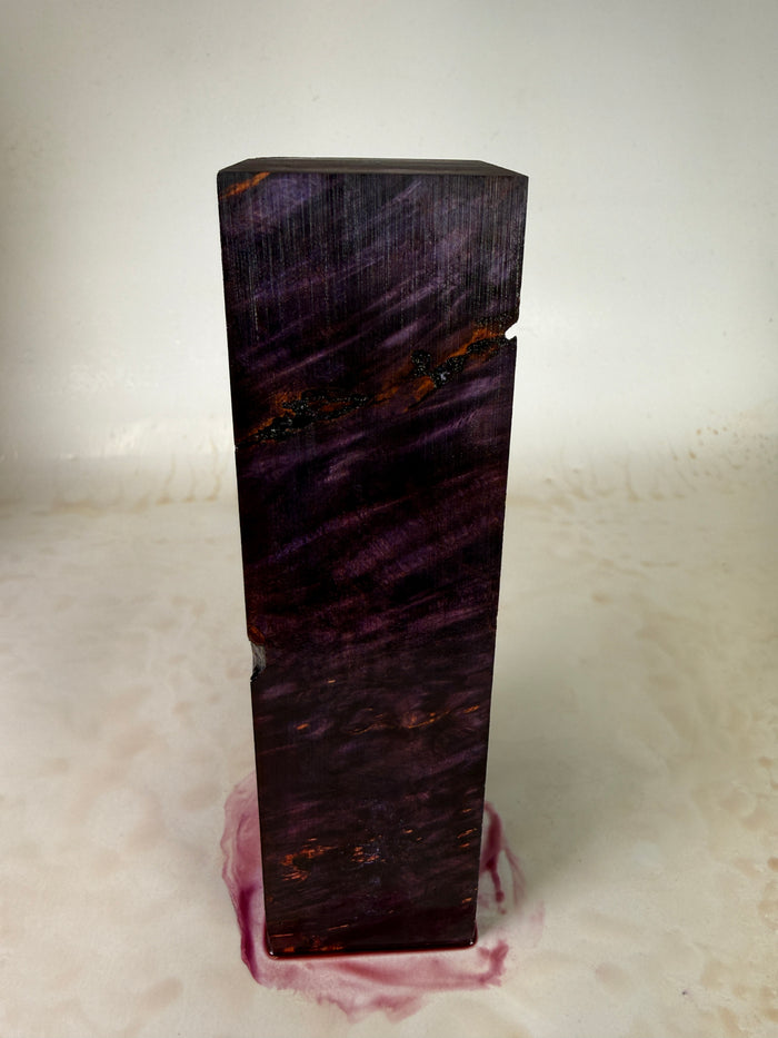 KB-019: Knife Block - Purple Dye Stabilized Maple Burl