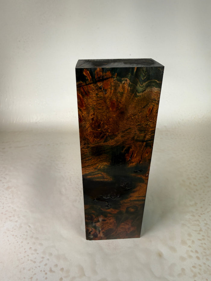 KB-021: Knife Block - Blue Green Dye Stabilized Maple Burl