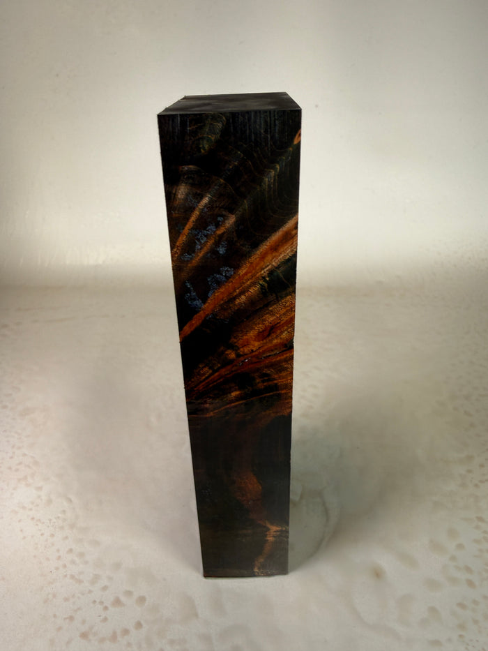 KB-021: Knife Block - Blue Green Dye Stabilized Maple Burl