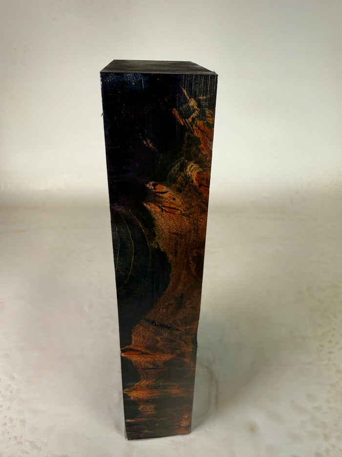 KB-021: Knife Block - Blue Green Dye Stabilized Maple Burl