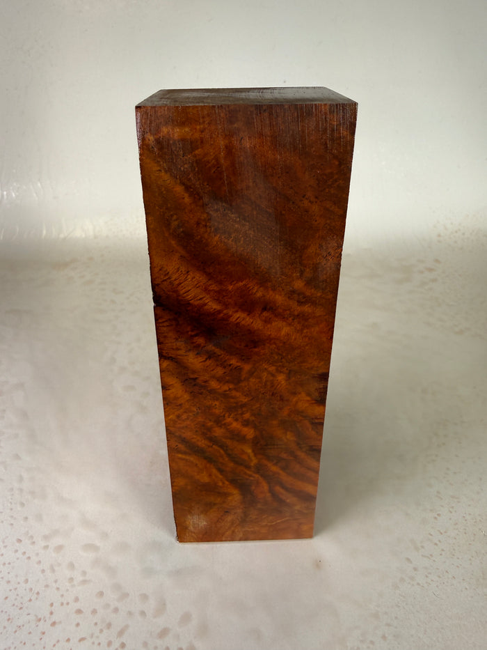 KB-022: Knife Block - Orange Dye Stabilized Maple Burl