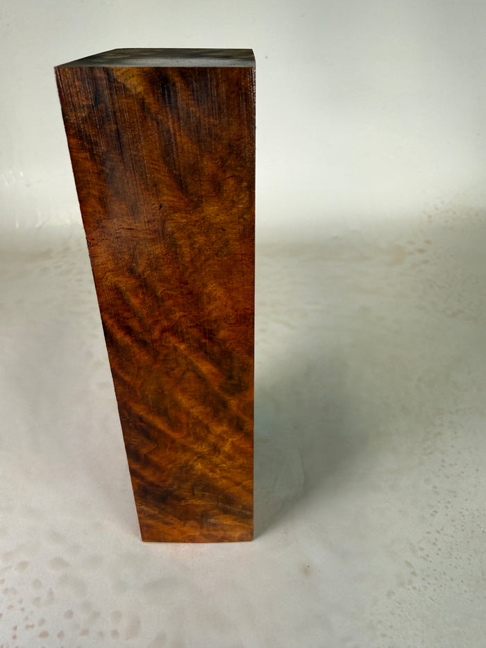 KB-022: Knife Block - Orange Dye Stabilized Maple Burl