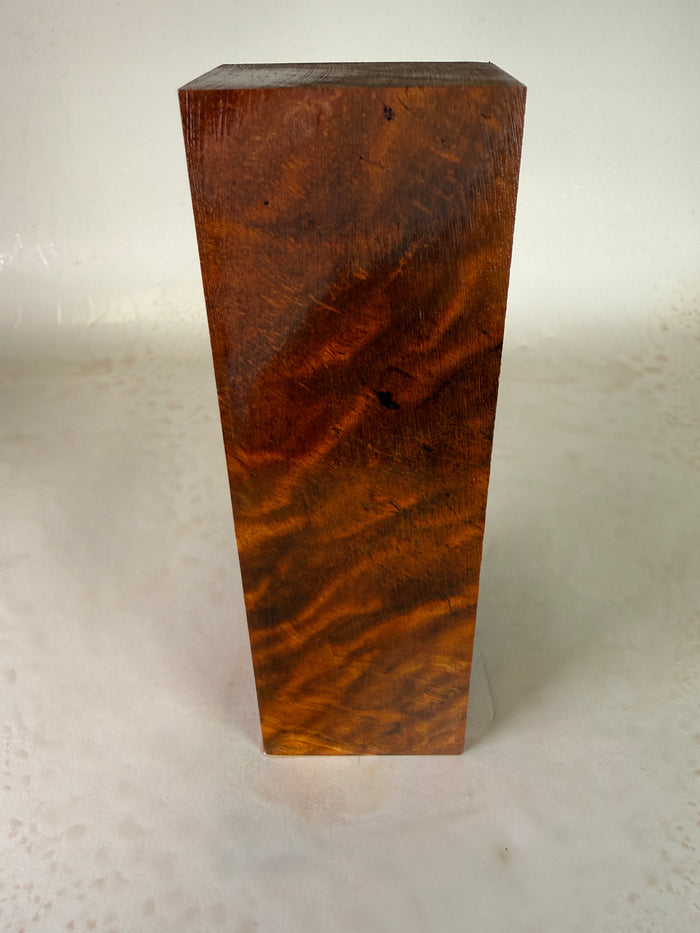 KB-022: Knife Block - Orange Dye Stabilized Maple Burl