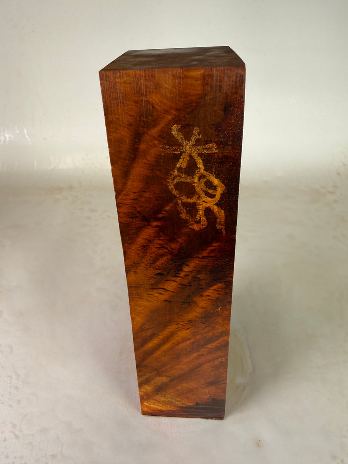 KB-022: Knife Block - Orange Dye Stabilized Maple Burl