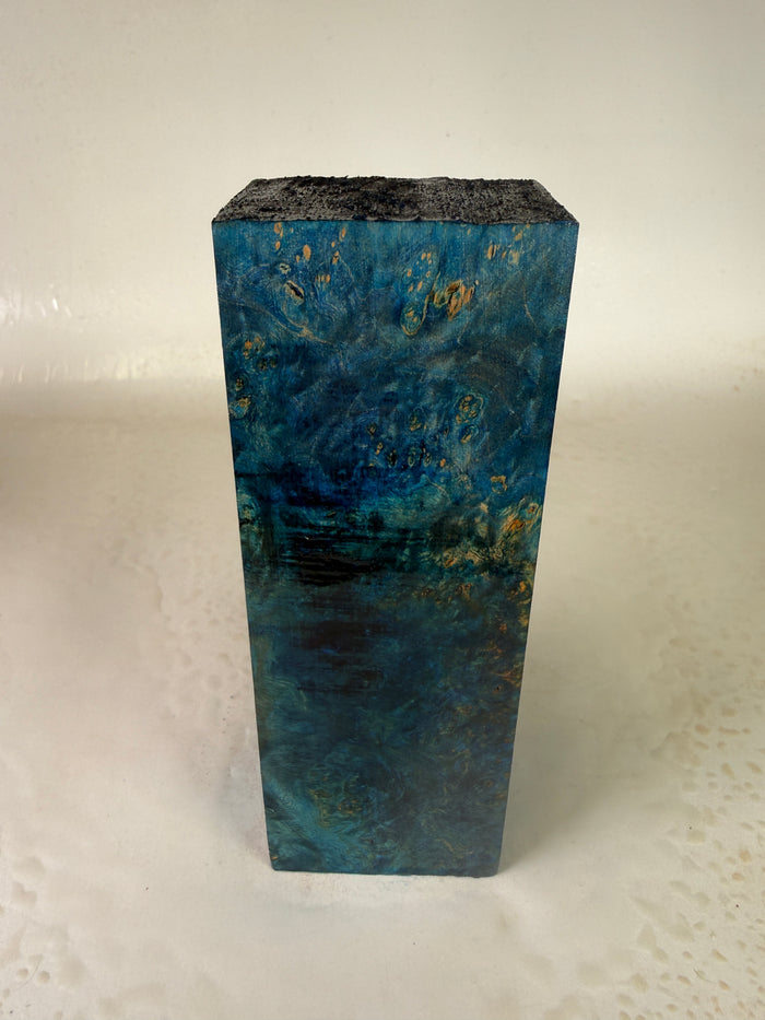 KB-023: Knife Block - Blue Dye Stabilized Maple Burl