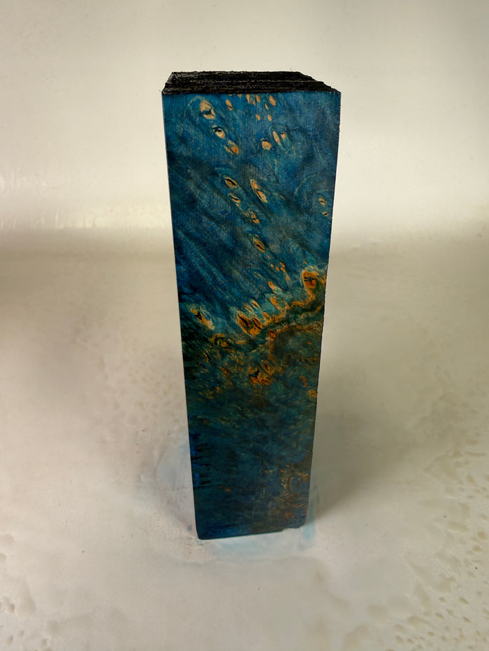 KB-023: Knife Block - Blue Dye Stabilized Maple Burl