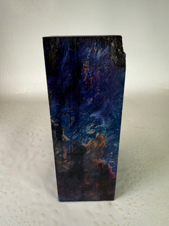 KB-025: Knife Block - Purple Blue Dye Stabilized Maple Burl