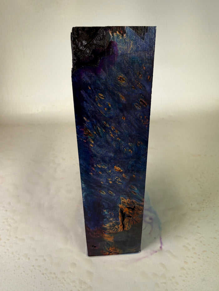 KB-025: Knife Block - Purple Blue Dye Stabilized Maple Burl