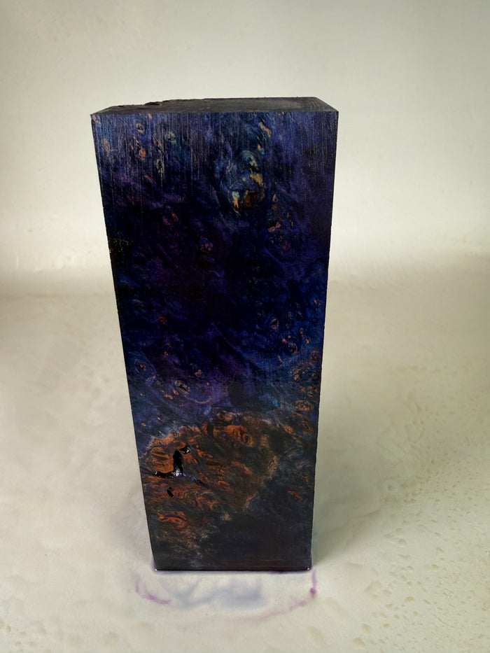 KB-025: Knife Block - Purple Blue Dye Stabilized Maple Burl