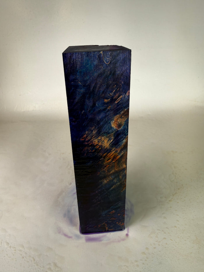 KB-025: Knife Block - Purple Blue Dye Stabilized Maple Burl