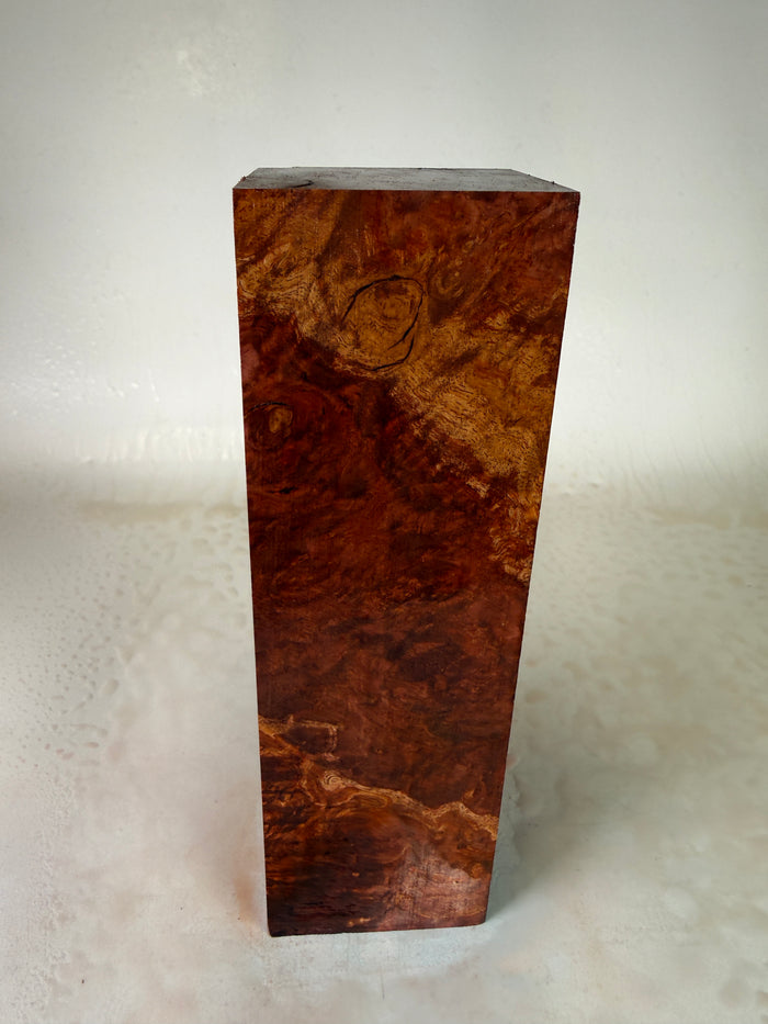 KB-028: Knife Block - Red Dye Stabilized Maple Burl