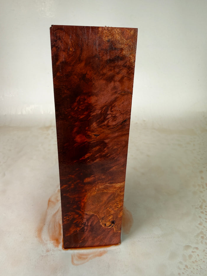 KB-028: Knife Block - Red Dye Stabilized Maple Burl