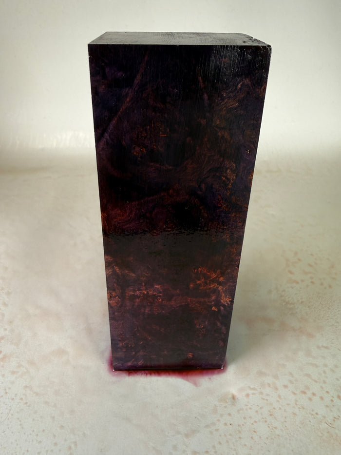 KB-029: Knife Block - Purple Red Dye Stabilized Maple Burl