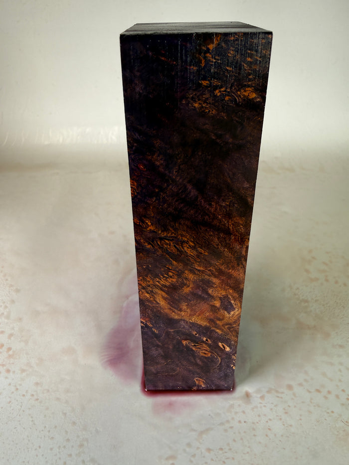 KB-029: Knife Block - Purple Red Dye Stabilized Maple Burl