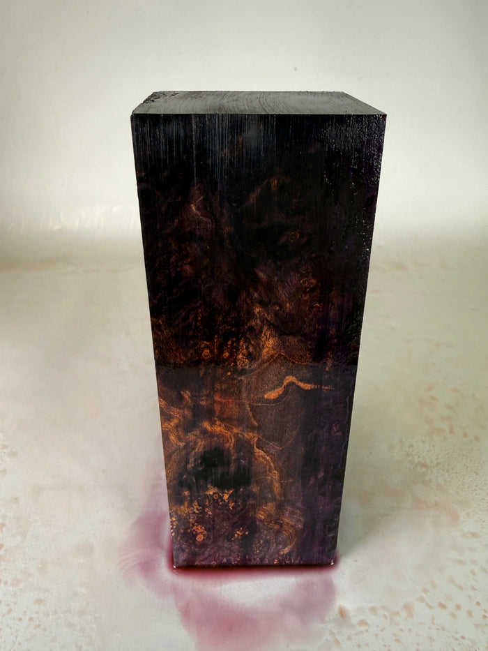 KB-029: Knife Block - Purple Red Dye Stabilized Maple Burl
