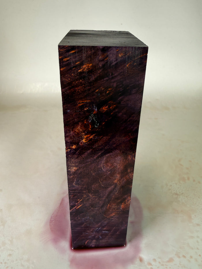 KB-029: Knife Block - Purple Red Dye Stabilized Maple Burl
