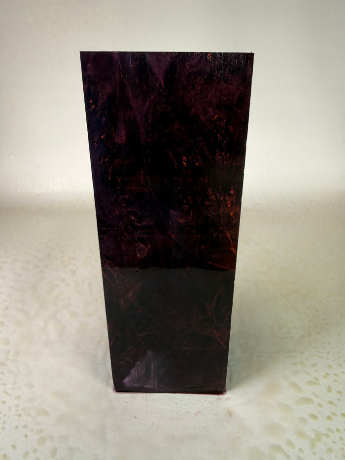 KB-032: Knife Block - Purple Dye Stabilized Maple Burl