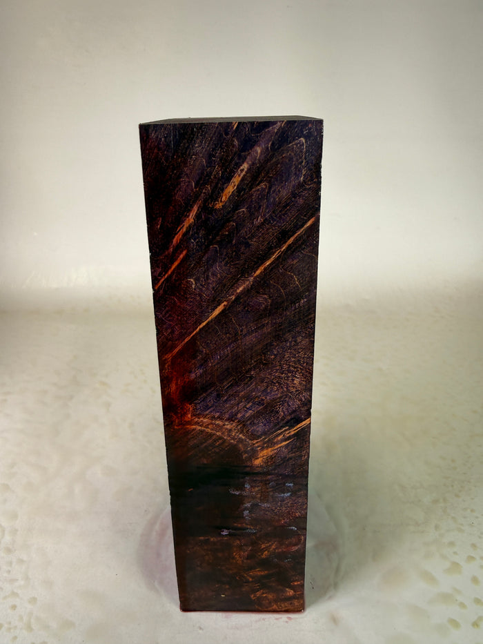 KB-032: Knife Block - Purple Dye Stabilized Maple Burl